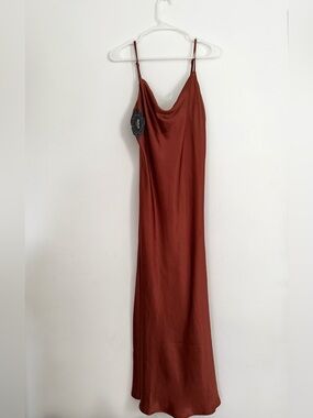 Satin Cowl Neck Maxi Dress
